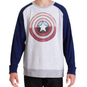 NWT Avengers Captain America Shield Grey/Navy Fleece Pullover